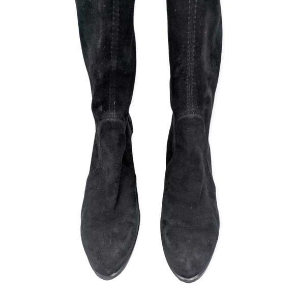 Stuart Weitzman Highland Over-The-Knee Tie Back Black Suede Heeled Boots 8.5 - Picture 5 of 16